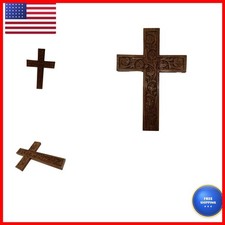 IBLAY Hand Carved Wooden Wall Cross 9 X 6 Inch picture