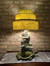 Mid Century Vintage Style 3 Tier Fiberglass Lamp Shade Modern Pagoda Olive picture