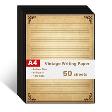 Vintage Lined Paper with Antique Border Design, 50 Sheets, Stationary Paper f... picture