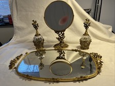 Vanity Items Set Mattson dogwood floral Bird tray mirror perfume Bottles 5 Item picture