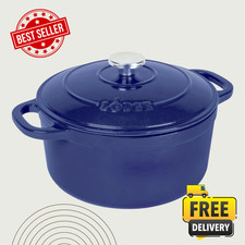 [FASH SALE] Lodge 5.5 Qt Indigo Blue Enameled Cast Iron Dutch Oven Lid NEW picture