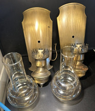 2 Vintage Fredrick Ramond Bronze Wall Sconces Huricane Shade Light Fixture picture