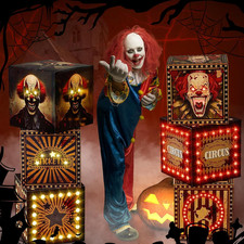 6Pcs Large Halloween Creepy Carnival Decorations With Light Circus Clown Favors picture