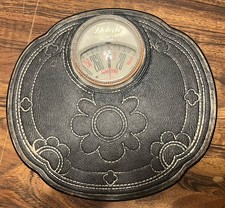 Vintage Detecto Auto Zero Bathroom Scale Color Black Flower MCM Works🔥🔥 picture