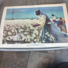 Coke-cola Litho 1940 Plantation Workers Picking Cotton In Fields Large Litho. picture