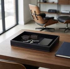 Premium Leather Desk Tray Organizer for Office Home Accessories Storage picture