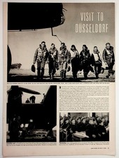 WWII Halifax Bomber Crew Visit to Düsseldorf 1940s Magazine Article Print picture