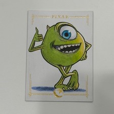 Mike Wazowski 2026 Topps Disney Pixar Hand-Drawn Sketch Darrin Pepe Auto 1/1 picture