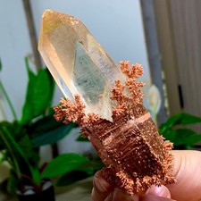 167g Rare iridescent Native Copper with calcite crystal mineral-symbiosis picture