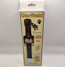 Garfield Flip-It Watch LCO Quartz Rhinestones Bells Name Tag  In Box Vintage picture