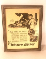 Vintage Early 1900's Western Electric Framed Advertising 4 Candlestick Telephone picture