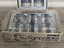 12 Vintage PYREX Old Town Blue Napkin Rings picture