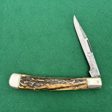 Winchester Trademark Made in USA Model 1950 Stag Lockback Folding Hunter Old picture