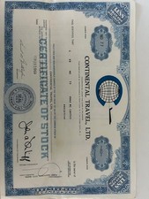 Original 1969 Continental Travel Ltd.  Shareholder Archive picture
