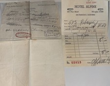 VTG 1948 Hotel Alpine San Francisco 480 Pine St. Receipt &Stationary Note picture