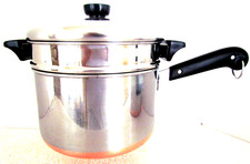 VINTAGE REVERE WARE PRE 68 4QT POT WITH STEAMER  STRAINER *RARE* CONDITION picture