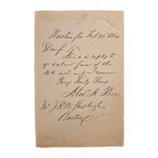 1861 ALS – Alexander H. Rice, Gov. of Massachusetts During Civil War picture