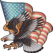 8in x 8in American Flag Bald Eagle Vinyl Sticker Car Truck Vehicle Bumper Decal picture
