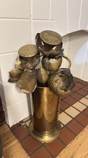 Vintage Brass Lotus Flower Stems Set of 7 Feldman Style Hollywood Regency MCM picture
