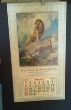 R.ATKINSON FOX PRINT - BEAUTIFUL LIONS - A ROYAL PAIR- 1928 CALENDAR picture