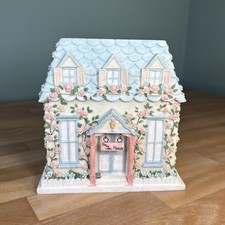 VTG Pfaltzgraff TEA HOUSE Rose Cottage Resin Napkin Holder Cottagecore Pink Blue picture