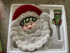 FITZ AND FLOYD Stocking Stuffers Christmas Santa Snack Plate with Spreader 2007 picture