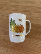 Vintage Banaux Canada Mug Maple Leaves Gold Accents Canadian Souvenir picture