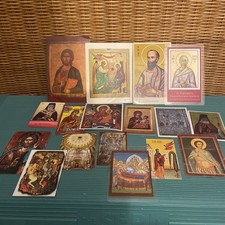 Lot 17 Greek Orthodox Byzantine Prayer Holy Cards Mary Saints Jesus Laminated picture