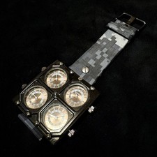 4TIME ZONE Mens Quartz Watch 4-Time Zone Digital Camo Belt Working picture