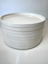 Heller Ware Massimo Vignelli Salad Plates Set of 8 Melamine Vintage MCM White picture