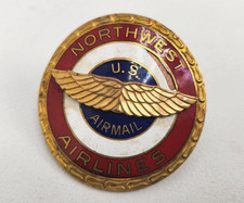 Vintage Northwest AIRLINES 1950's Captain Pilot Cap Hat Badge Leaven US Air Mail picture