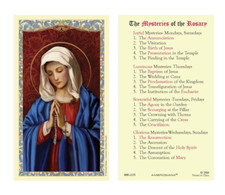 Laminated Mysteries of the Rosary Holy Prayer Card Our Lady of Rosary Catholic picture