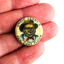 Antique 1896 Uncle Jerry's New England Pancake Flour Stick Pin Button Hoag  *Ua4 picture