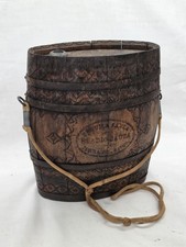 Antique Tequila Sauza Eladio Sauza Hand Carved Wooded Canteen Keg 1910s-30s picture