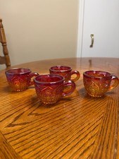 Vintage Indiana Glass Co. Amberina Carnival Glass Punch Cups Set of 4 picture