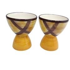 Vernon Kilns California Vernonware Organdie Egg Cups Set Of 2 Plaid USA picture