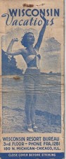 BOBTAIL MATCHBOOK COVER - WISCONSIN RESORT BUREAU - CHICAGO ILLINOIS - RISQUE picture