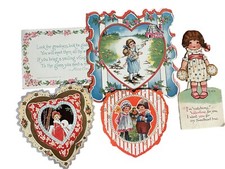 Lot 5 Antique Valentine Cards Ernest Nister Whitney Postcard Ephemera 1907 1918 picture