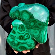 11.4LB Large Natural glossy malachite transparent cluster rough mineral sample picture