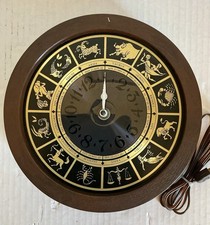 Vintage Spartus Zodiac Wall Clock Astrology Horoscope 1970s Made in USA TESTED picture