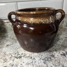Monmouth Illinois USA Pottery Brown Drip Bean Pot Crock No Lid EXC picture