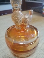 Vintage Orange Iridescent Glass Powder Box Or Jar Poodle Figure On Lid picture