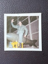1966 Man Soldier Riding On Top of Bomb Silly Vintage Photo 3.5”x3.5” picture
