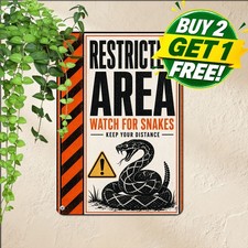 Beware of Rattlesnakes Danger Sign Warning Snake Property Metal Plaque 8x12 picture