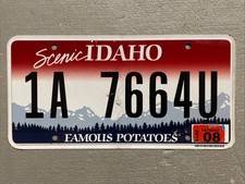 IDAHO LICENSE PLATE  SCENIC - FAMOUS POTATOES 🥔 RANDOM LETTERS/NUMBERS FAIR picture