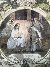 1859 W. HOMER A MERRY CHRISTMAS  HARPER’S WEEKLY HAND COLORED picture