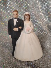 Vintage Lefton Bride and Groom Wedding Porcelain Bisque Bell Figurine 4