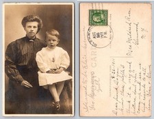 RPPC Glenwood NY 1911 Mother Son Portrait Sailor Outfit Postcard Genealogy picture