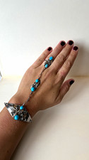 Vintage Native American Turquoise & Sterling Silver Cuff Bracelet/Ring (size 7) picture