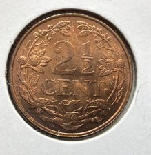 1959 Netherlands Antilles 2-1/2 Cents HIGH GRADE Bronze Coin-23.5MM-JULIANA-KM#5 picture